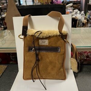 UGG Tan and Cream Shearling Messenger Bag